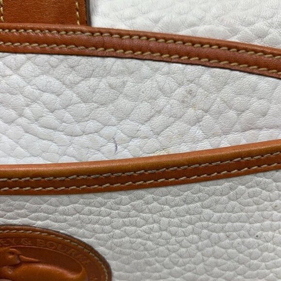 Dooney & Bourke Vintage Small Equestrian Tack Bag White AWL British Tan Trim - Picture 13 of 15